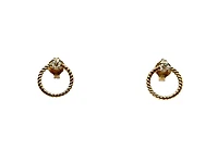 10K Yellow Gold Diamond Circle / Infinity Earrings 0.10cttw