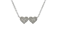 14K White Gold 0.18cttw Diamond Double Heart Pendant, 18"