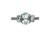 10K White Gold 1.40cttw Genuine Aquamarine and 0.04cttw Diamond Ring, size 7