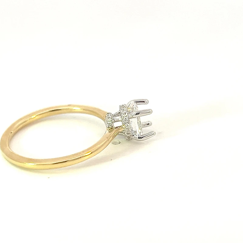 14K Oval Cut Hidden Halo Diamond Ring - Mount Only (No centre diamond) / Gold