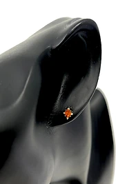 10K Yellow Gold 0.30cttw Citrine and 0.04cttw Diamond Halo Earrings