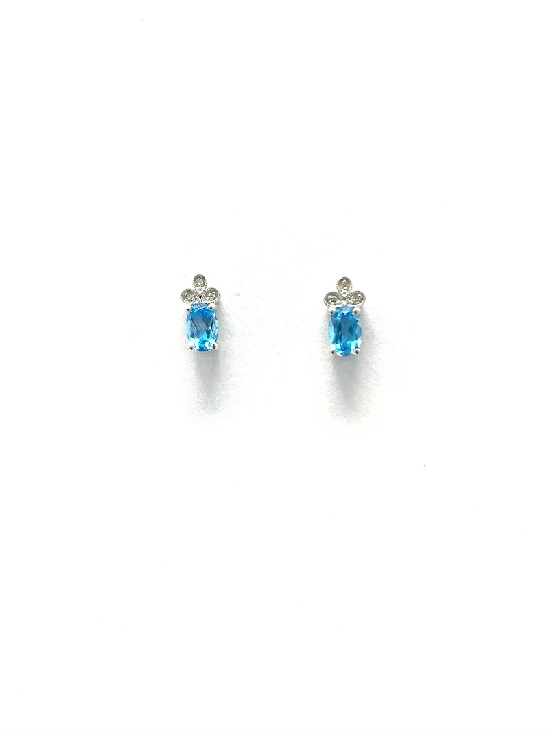 Blue Topaz & Diamond Earrings