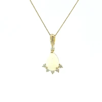 10K Yellow Gold Opal and Diamond Pendant