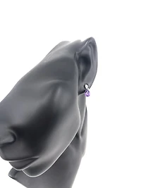 10K White Gold Amethyst & 0.032cttw Diamond Earrings