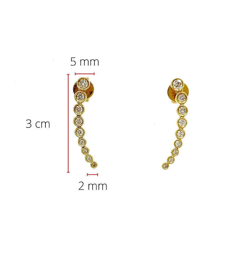 14K Yellow Gold 0.34cttw Diamond Earrings - 21mm