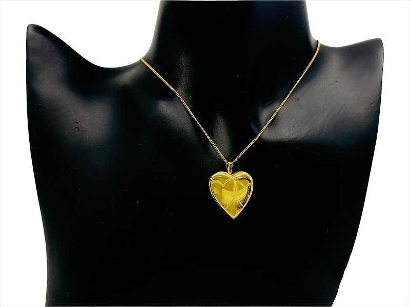 Gold Plated on 925 Sterling Silver Heart Shaped Locket with Etched Hearts Design - 21mm x 20mm