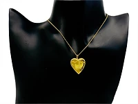 Gold Plated on 925 Sterling Silver Heart Shaped Locket with Etched Hearts Design - 21mm x 20mm
