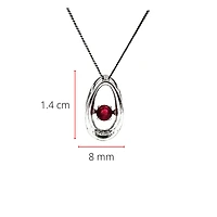 10K White Gold 0.12cttw Genuine Ruby & Diamond Pendant, 18"