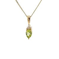 10K Yellow Gold Peridot and Diamond Necklace - 18 Inches
