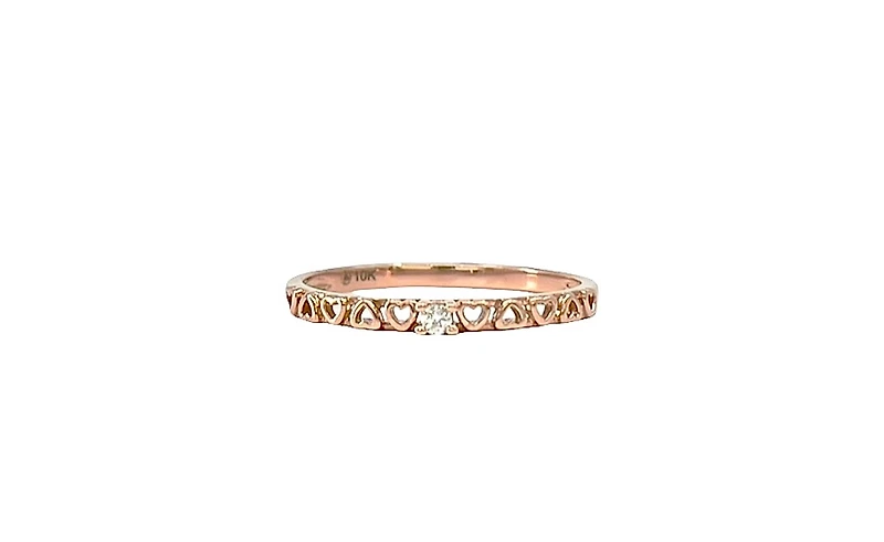 10K Rose Gold 0.02cttw Diamond Heart Shaped Ring