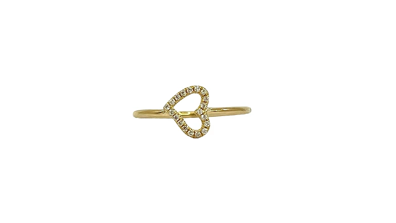 14K Yellow Gold 0.08cttw Diamond Heart Ring, size 6.5