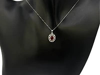 10K White Gold Ruby and Diamond Pendant, 18"