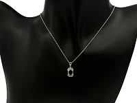 10K White Gold 0.45cttw Blue Sapphire and 0.03cttw Diamond Pendant - 18"
