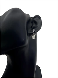 925 Sterling Silver 4mm x 6.5mm Pear Shaped Cubic Zirconia Drop Studs - 20mm x 6.5mm