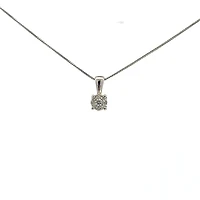 10K White Gold 0.06 cttw Diamond Illusion Set Solitaire Pendant, 18"