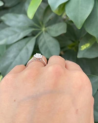 14K White Gold 0.77cttw Diamond Halo Engagement Ring,  6
