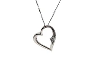 10K White Gold 0.01cttw Diamond Heart Necklace, 18"