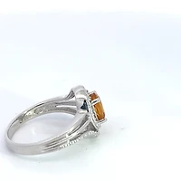 925 Sterling Silver Citrine & Diamond Ring - 4.5
