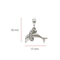 10K White Gold Dolphin Cubic Zirconia Charm - 19mm x 16mm
