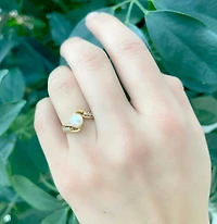 14K Yellow Gold 6mm Cultured and 0.14cttw Diamond Ring