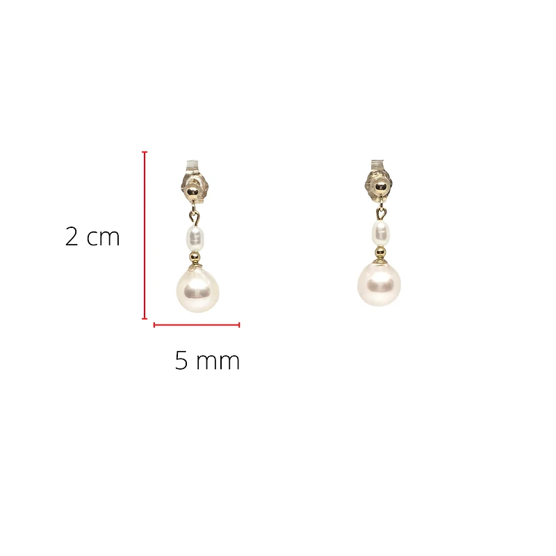 14K Yellow Gold Cultured Pearl Drop Earrings