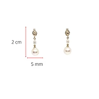 14K Yellow Gold Cultured Pearl Drop Earrings