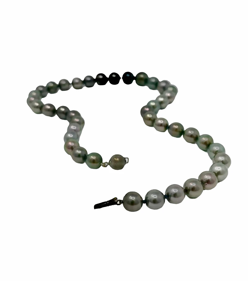 14K White Gold 9-12.3mm Tahitian Pearl Strand - 18"