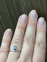 10K White Gold Tanzanite and Diamond Ring - Size 7