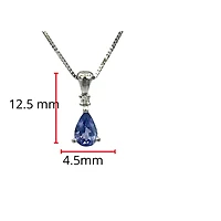 10K White Gold Genuine Tanzanite & Diamond Pendant - 18"