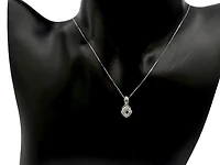 10K White Gold Aquamarine and Diamond Pendant, 18"