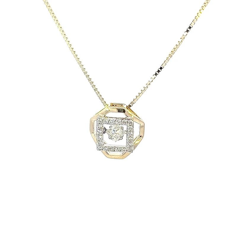 10K Yellow Gold 0.27cttw Diamond Pulse Pendant, 18"