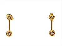 14K Yellow Gold 0.09cttw Diamond Swing Earrings with Butterfly Backs - 4mm x 14mm