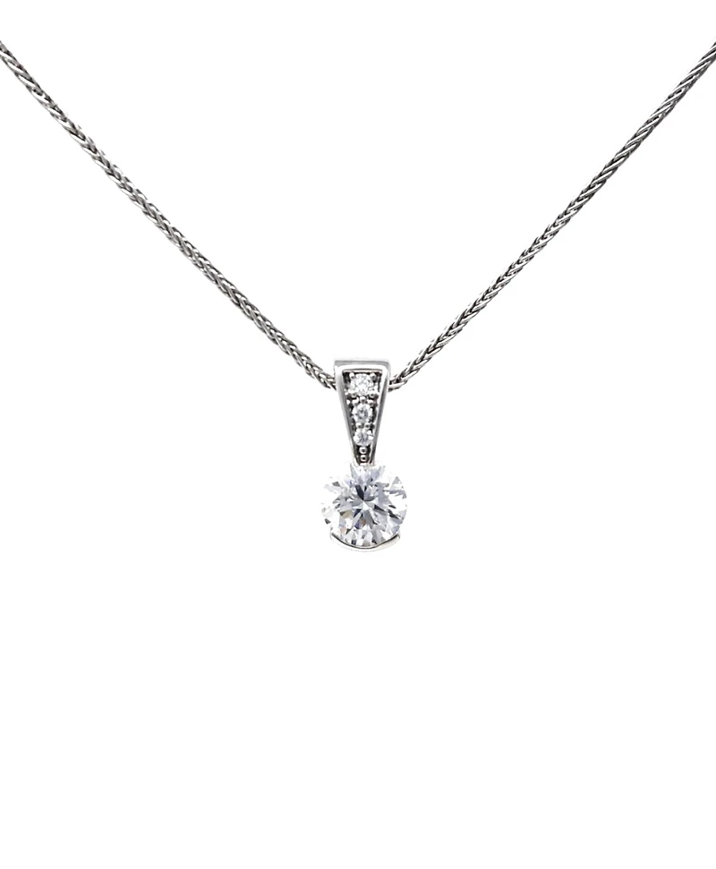 14K White Gold 0.49cttw Diamond Solitaire Pendant, 18"