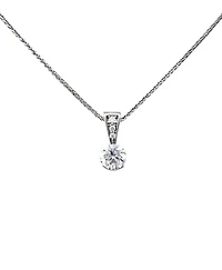 14K White Gold 0.49cttw Diamond Solitaire Pendant, 18"