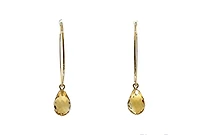 14K Yellow Gold Citrine Earrings 37mm