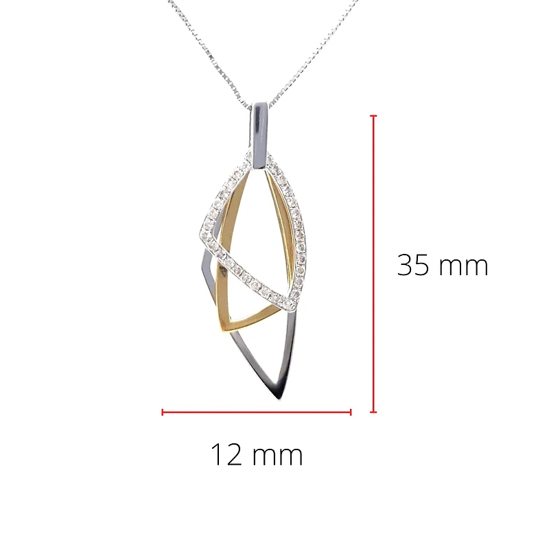 14K 2 Tone Gold 0.22cttw Diamond Pendant, 18"