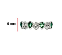 10K White Gold 0.65cttw Pear Cut Emerald and 0.14cttw Diamond Ring - Size 6.5