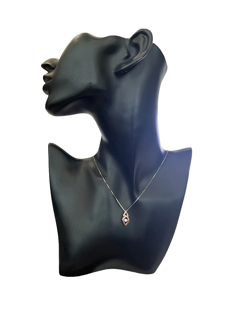 10K White and Rose Gold 0.20 cttw  Diamond  Pulse Pendant, 18"