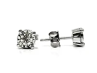 10K White Gold 0.50cttw Diamond Illusion Setting 4 Claw Stud Earrings - 6mm