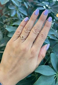 14K Yellow Gold 0.08cttw Diamond Heart Ring, size 6.5