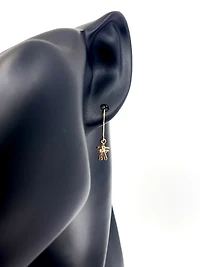 14K Yellow Gold 0.006cttw Inukshuk Dangle Earrings - 6mm x 25mm