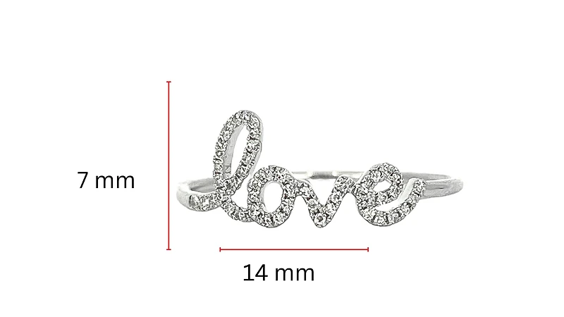14K White Gold 0.09cttw Diamond Love Ring, size 6.5