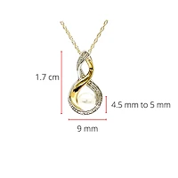 10K 2 Tone Pearl 4.5-5mm and Diamond Pendant, 18"