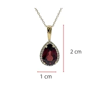 10K Yellow Gold 2.15cttw Garnet and 0.135cttw Diamond Necklace - 18 Inches