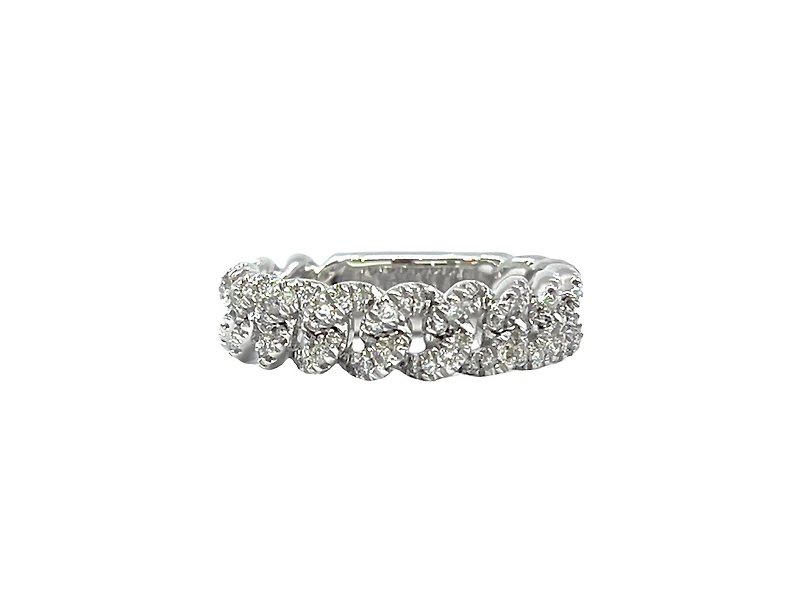 10K White Gold 0.50cttw Diamond Miami Cuban Link Ring / Band, size 6.5