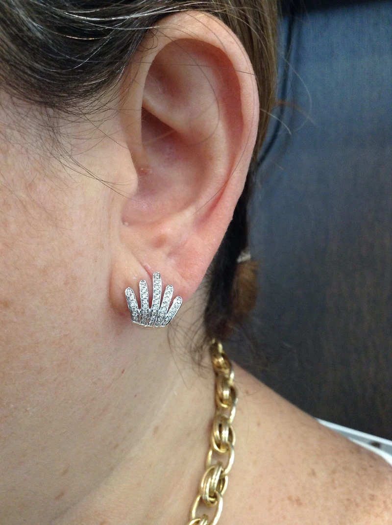 14K White Gold 0.37cttw Diamond Earrings