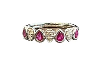 10K White Gold 0.70cttw Ruby and 0.14cttw Diamond Ring - Size 7