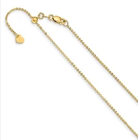 Adjustable 14K Gold Flat Cable Chain 16" - 22" 1.2mm