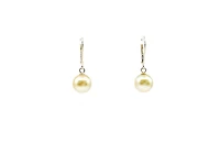 14K Yellow Gold South Sea Pearl 9-10mm Earrings