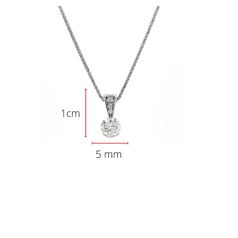 14K White Gold 0.49cttw Diamond Solitaire Pendant, 18"